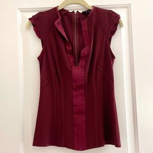 Nanette Lepore Burgundy Short Sleeve Top Size 4